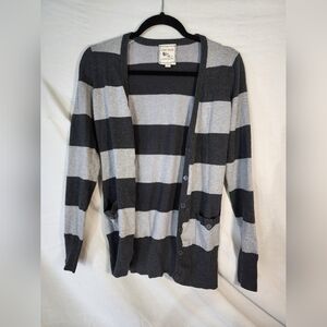 Pink Rose Gray and Black Striped Sweater